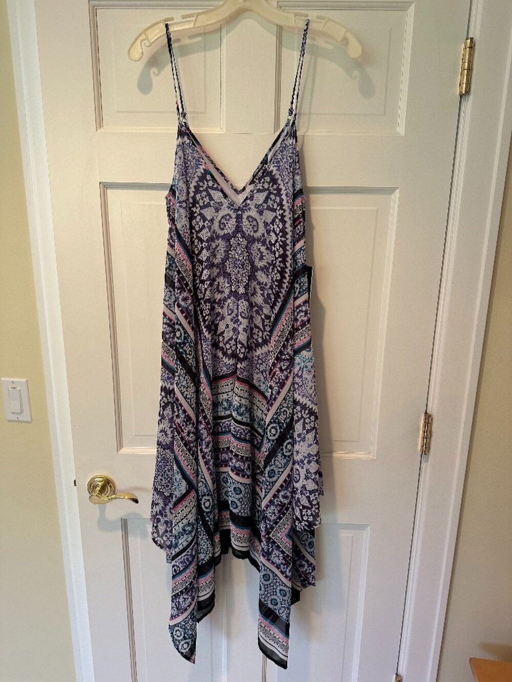 Express Purple Boho Handkerchief Hem Dress | Size L